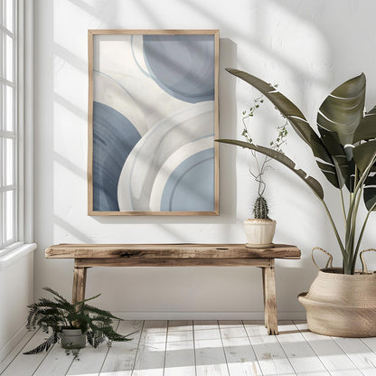 Neutral Baby Blue & Grey Minimalist Abstract Wall Art Canvas