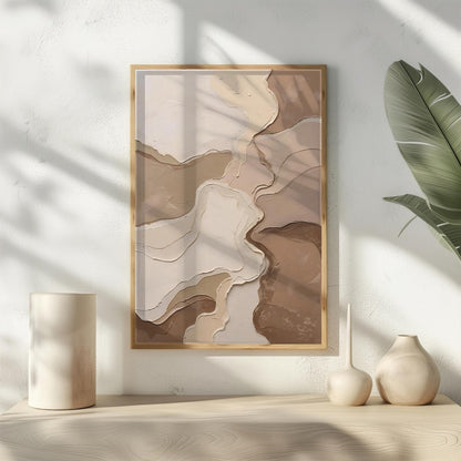 Neutral Beige Abstract Textured Wall Art Canvas