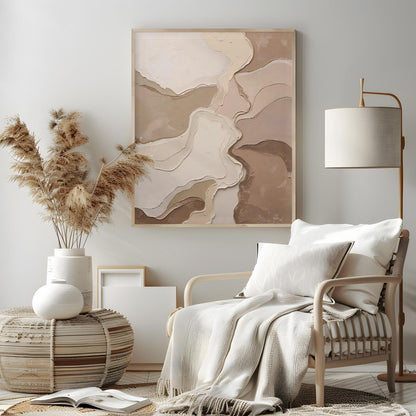 Neutral Beige Abstract Textured Wall Art Canvas
