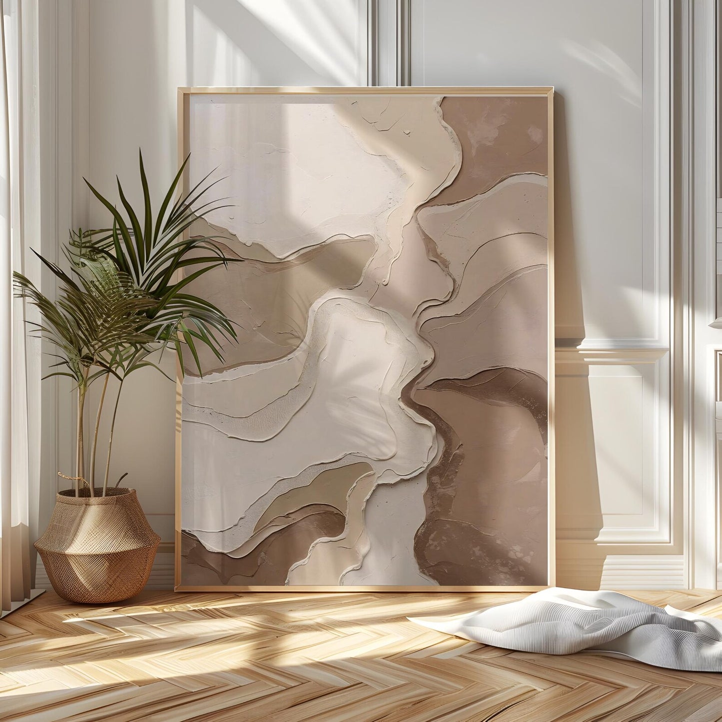Neutral Beige Abstract Textured Wall Art Canvas