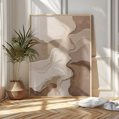 Neutral Beige Abstract Textured Wall Art Canvas
