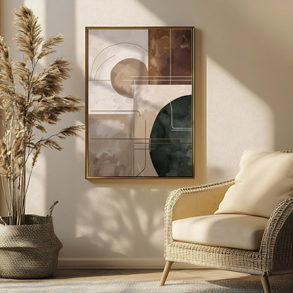 Neutral Beige Brown Abstract Fall Wall Art Canvas