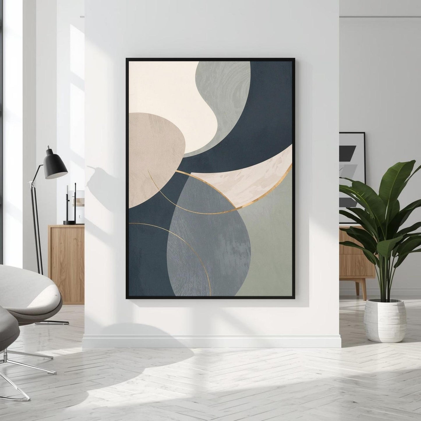 Neutral Tones with Gold Accents Abstract Wall Art Canvas