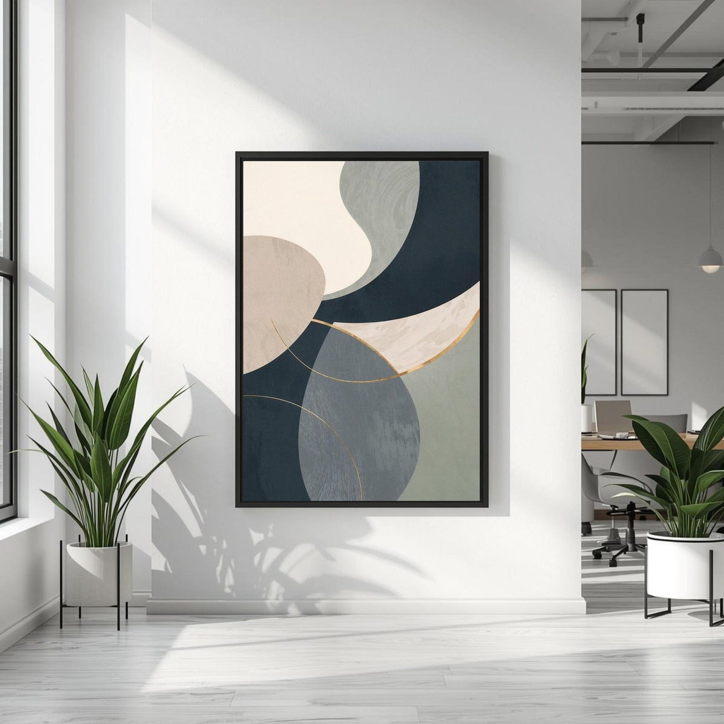 Neutral Tones with Gold Accents Abstract Wall Art Canvas