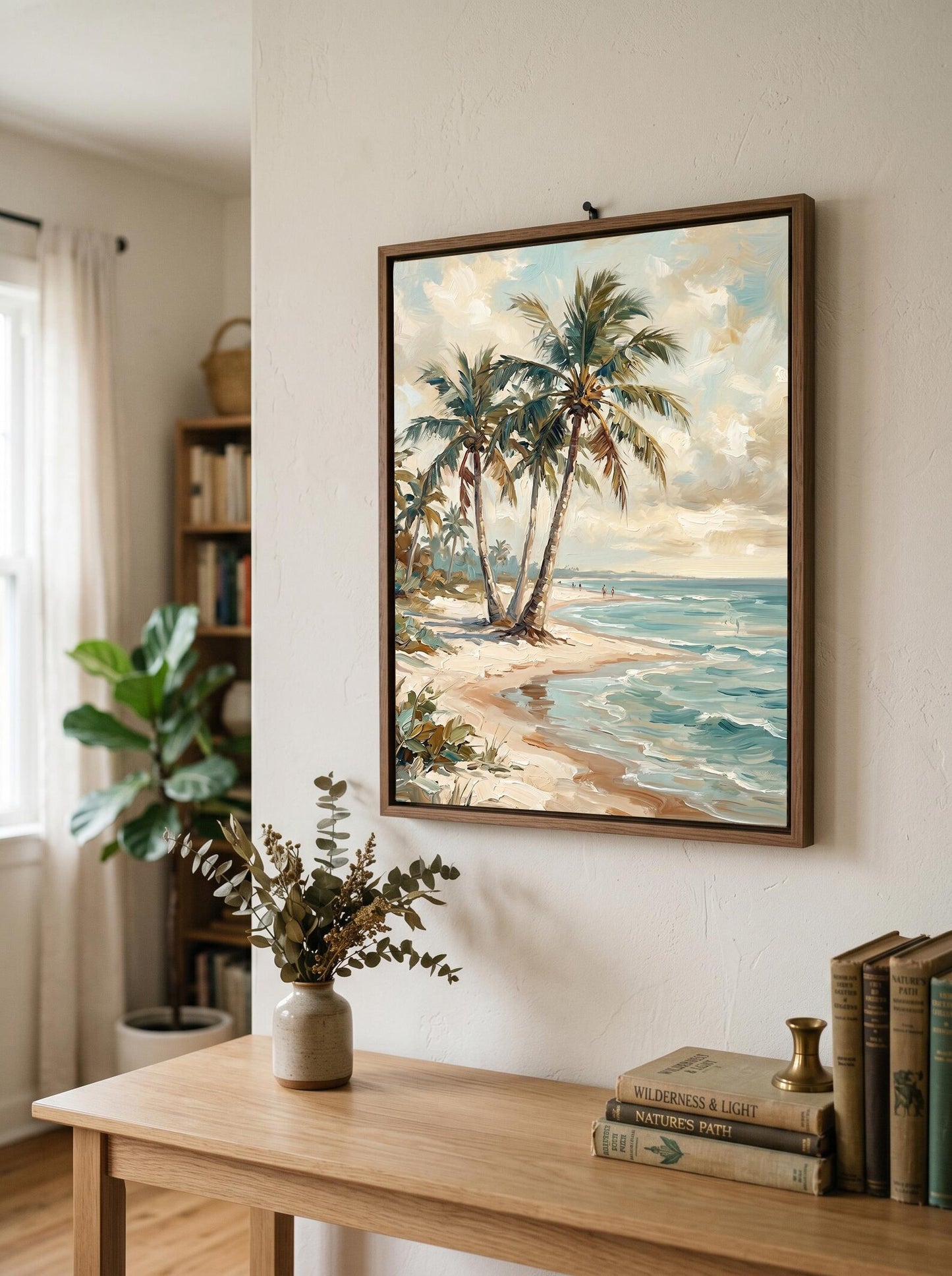 Palm Tree Coastal Beach Seascape Wall Art Canvas