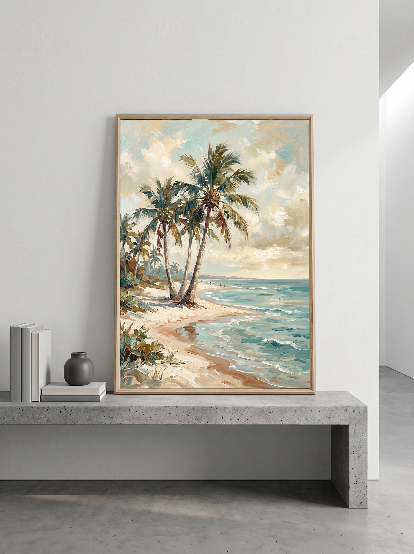 Palm Tree Coastal Beach Seascape Wall Art Canvas
