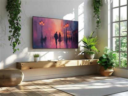 Paris Couple Vintage Cityscape Wall Art Canvas