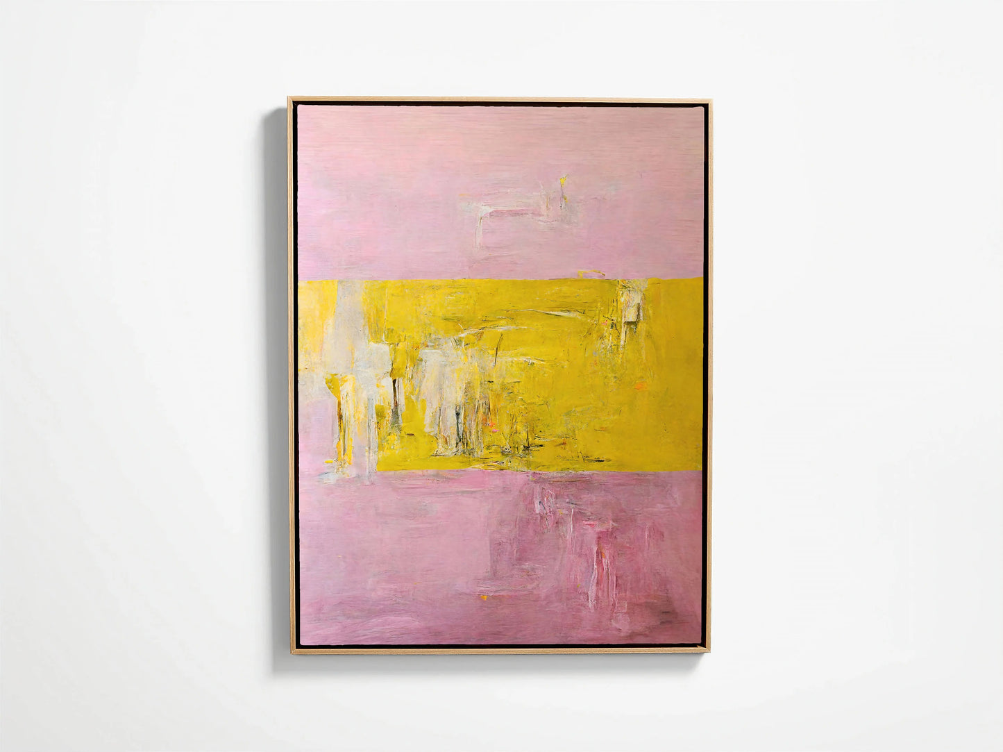 Pink and Yellow Abstract Oil Paint Style Wall Art Canvas