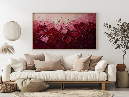 Romantic Heart Textured TV Wall Art Canvas