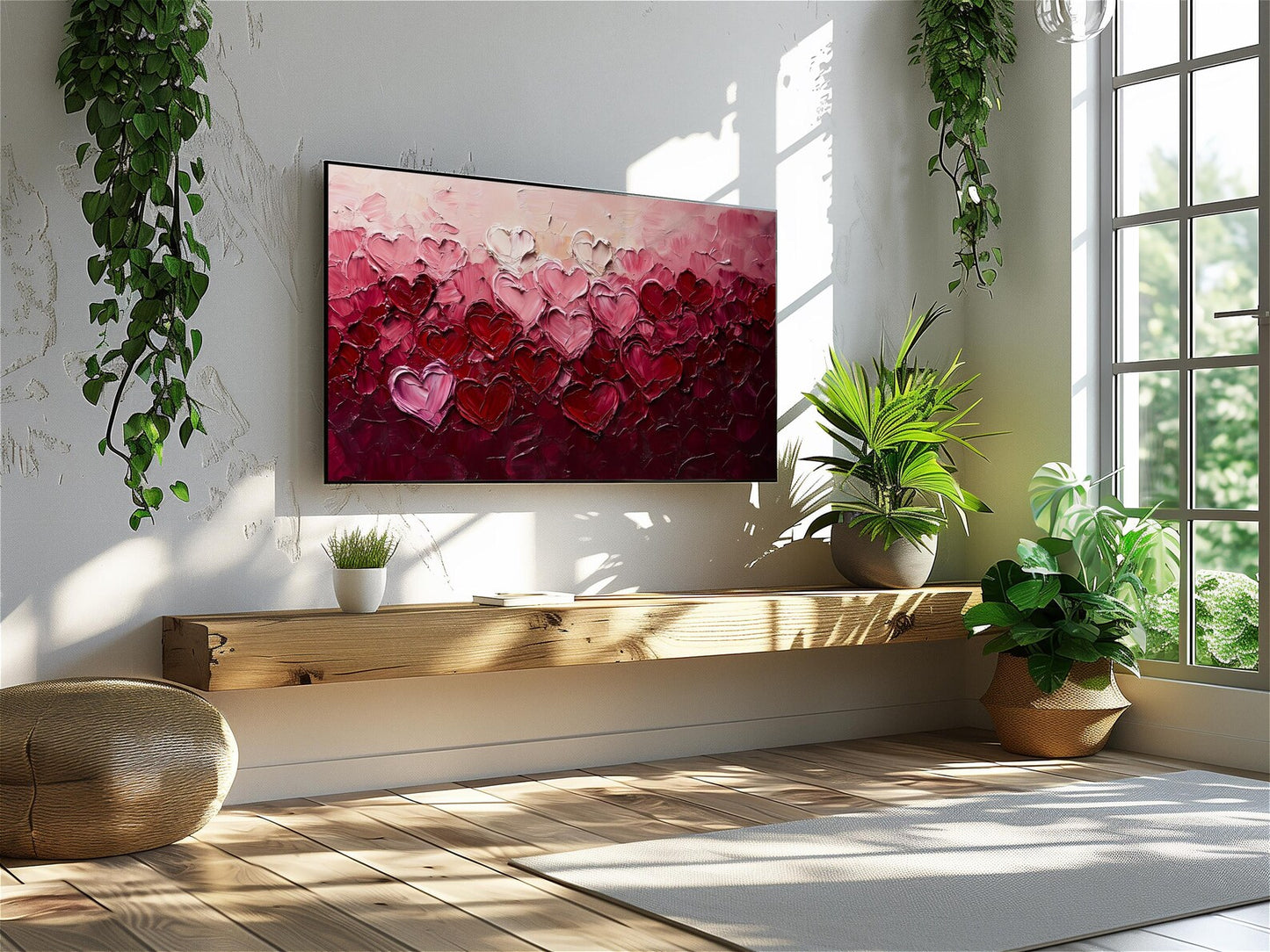 Romantic Heart Textured TV Wall Art Canvas