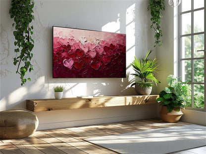 Romantic Heart Textured TV Wall Art Canvas