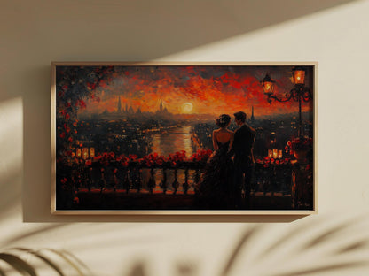 Romantic Sunset Cityscape TV Wall Art Canvas
