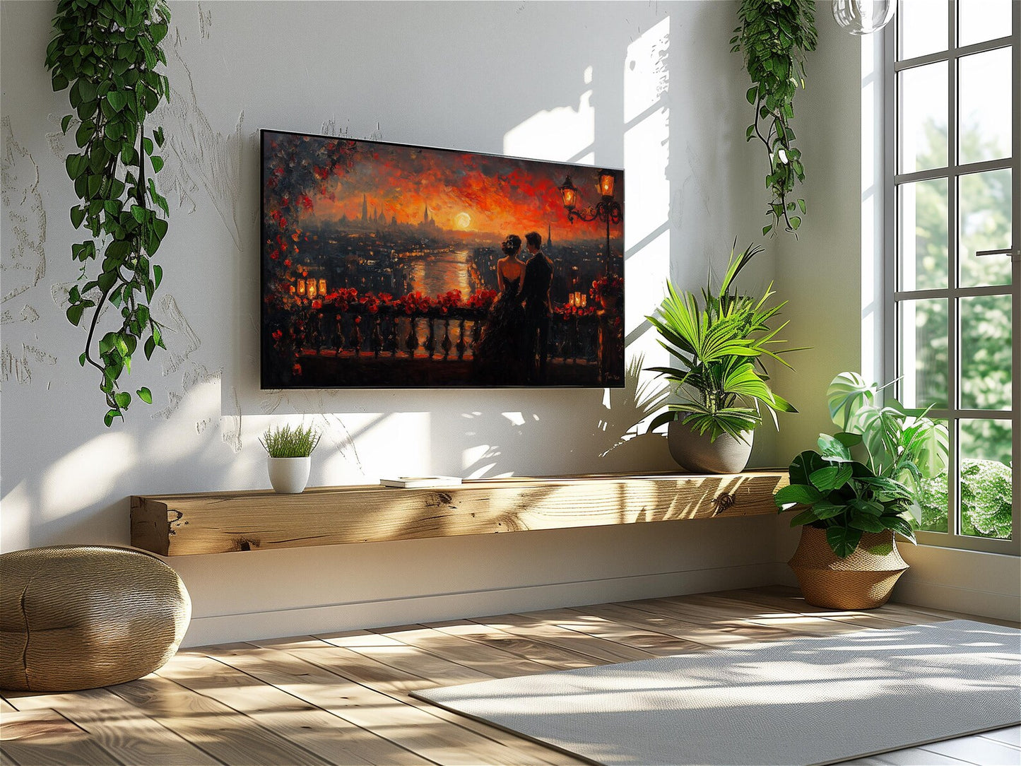 Romantic Sunset Cityscape TV Wall Art Canvas