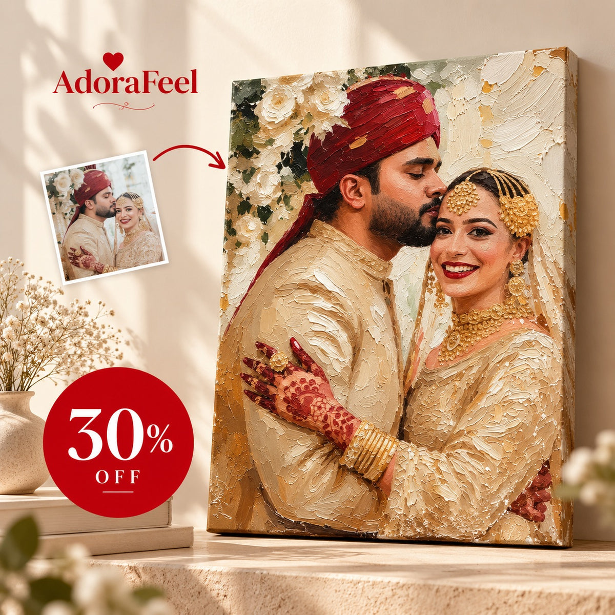 Wedding Gift Custom Oil Painting – Bride & Groom Portrait