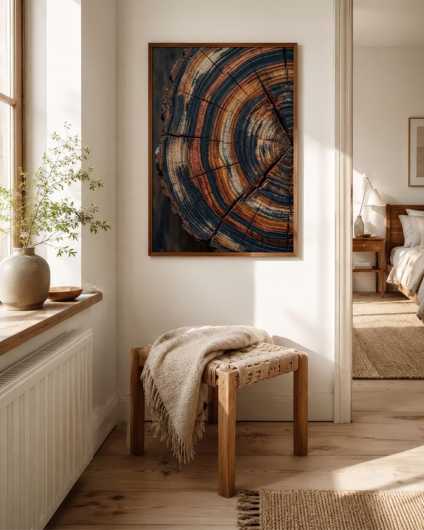 Rustic Earth Tone Tree Ring Wood Grain Wall Art Canvas