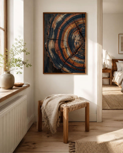 Rustic Earth Tone Tree Ring Wood Grain Wall Art Canvas