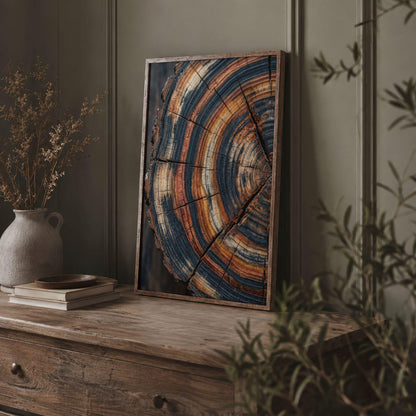Rustic Earth Tone Tree Ring Wood Grain Wall Art Canvas