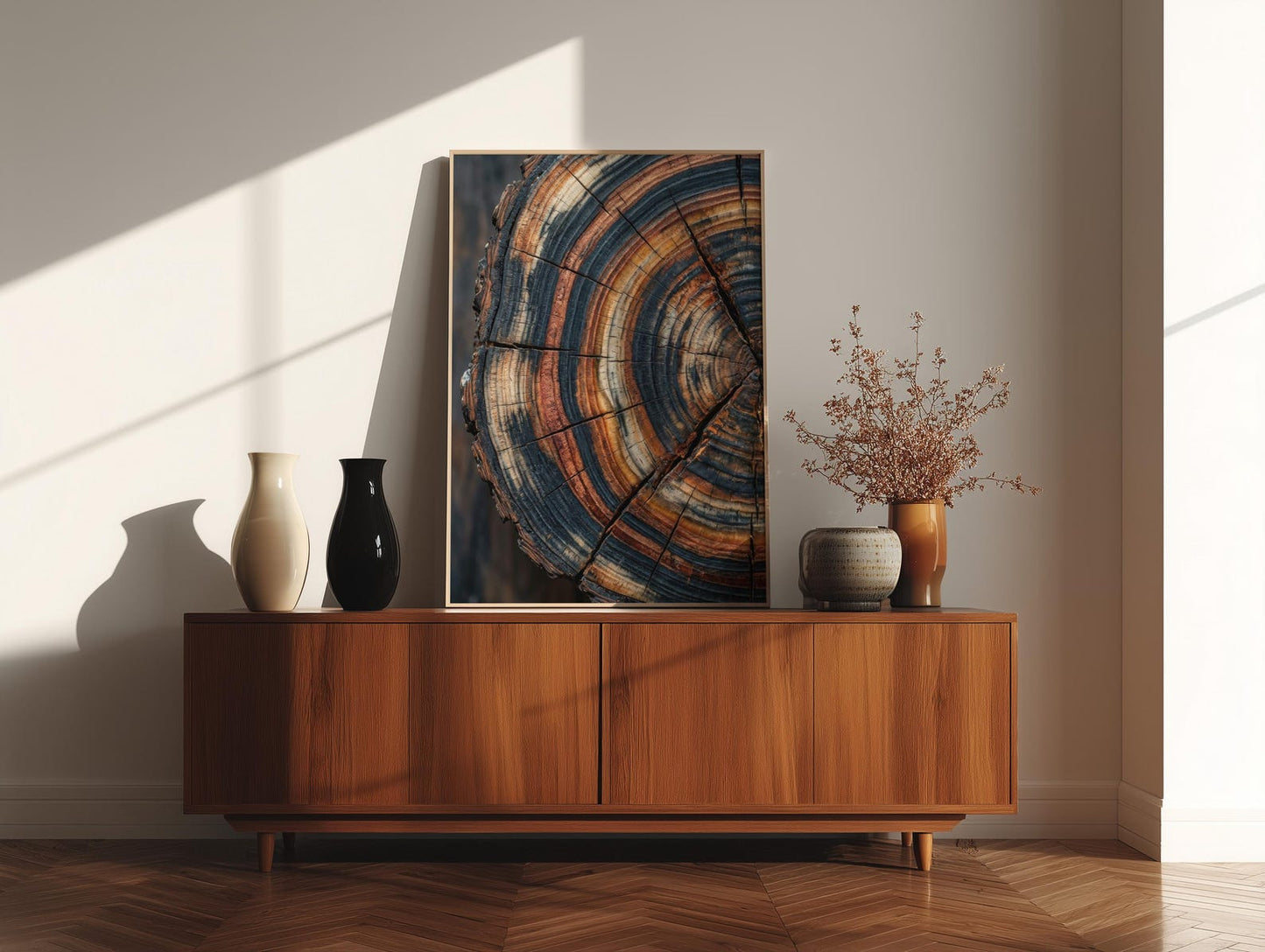 Rustic Earth Tone Tree Ring Wood Grain Wall Art Canvas