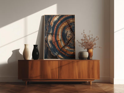 Rustic Earth Tone Tree Ring Wood Grain Wall Art Canvas