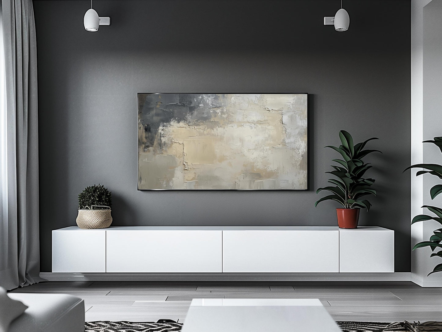 Rustic Impasto Abstract Minimalist Wall Art Canvas