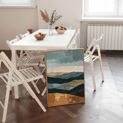 Rustic Nature Blue Mountain Landscape Wall Art Canvas