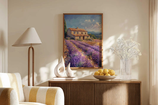 Rustic Stone Villa Lavender Field French Countryside Wall Art Canvas