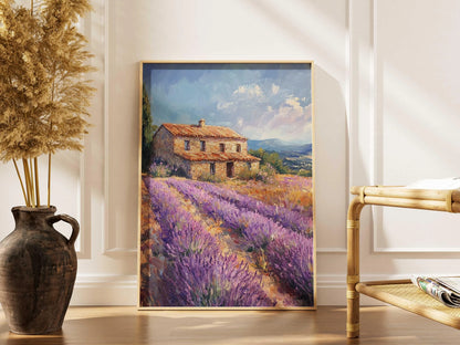 Rustic Stone Villa Lavender Field French Countryside Wall Art Canvas