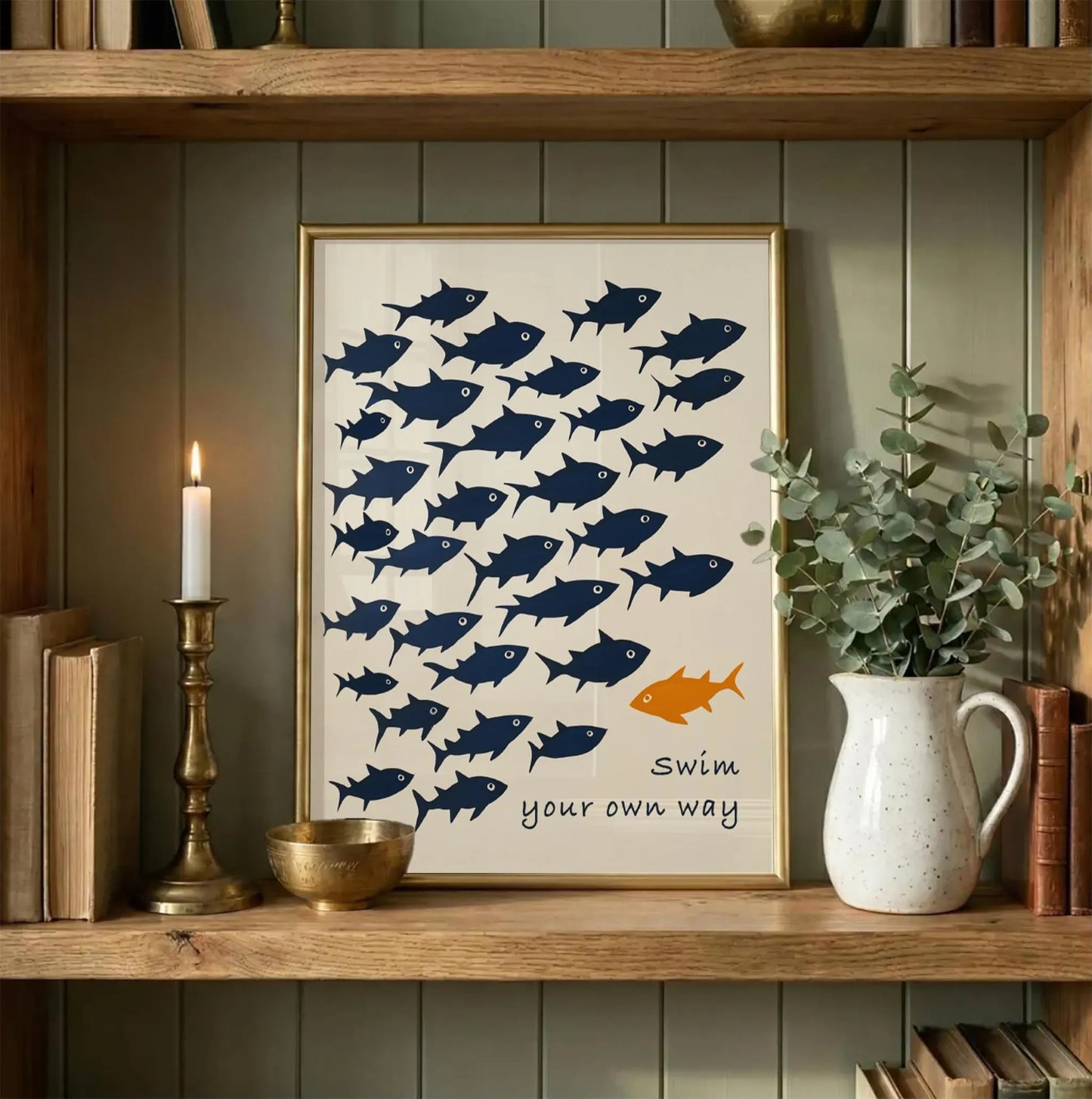 Swim Your Own Way Motivational Fish Wall Art Canvas