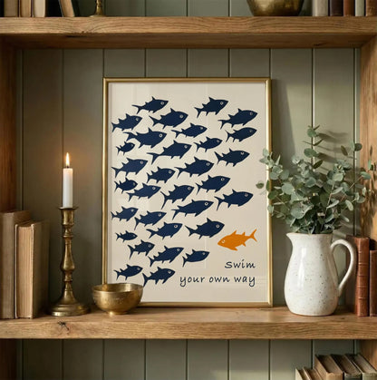 Swim Your Own Way Motivational Fish Wall Art Canvas