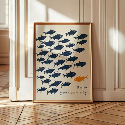 Swim Your Own Way Motivational Fish Wall Art Canvas