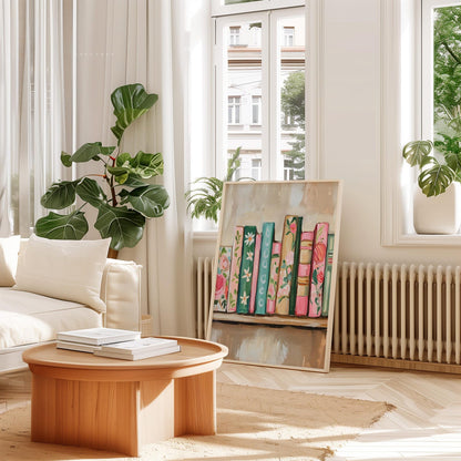 Trendy Whimsical Bookshelf Wall Art Canvas