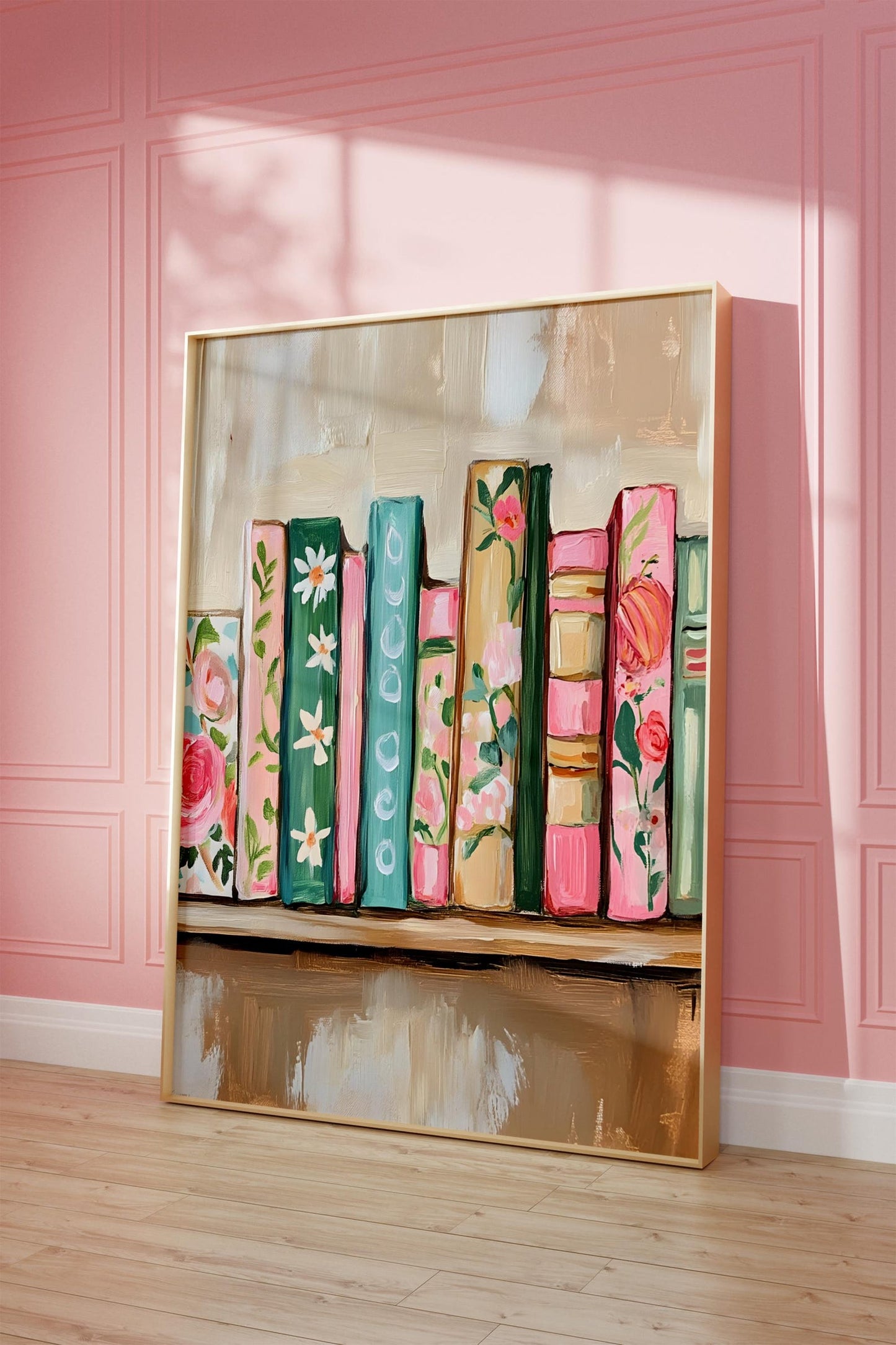 Trendy Whimsical Bookshelf Wall Art Canvas