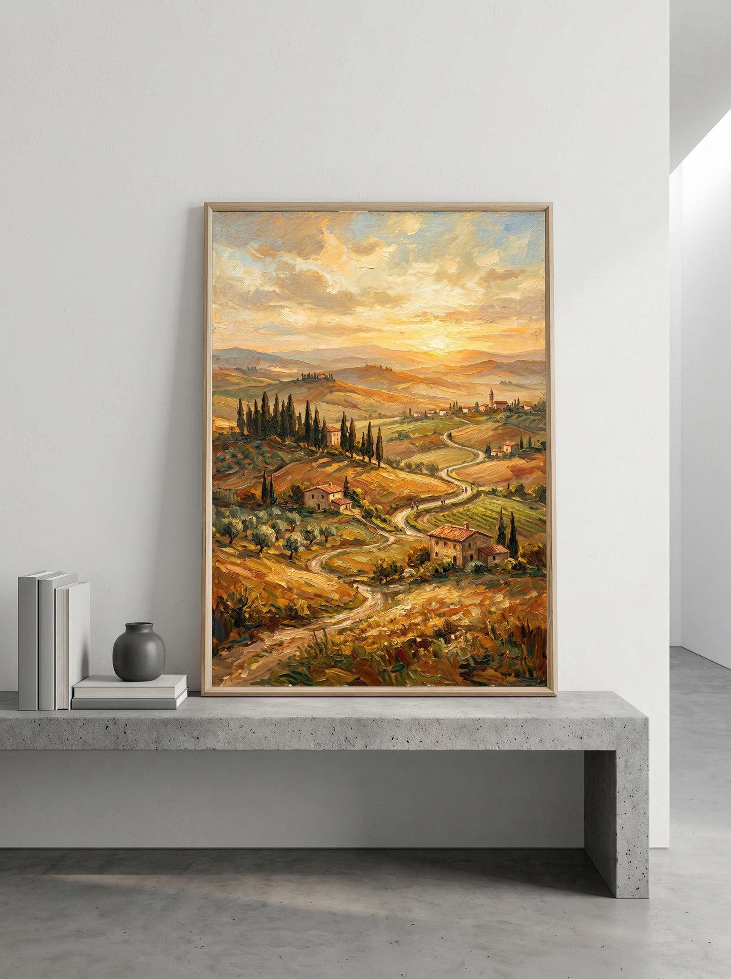 Tuscan Italian Countryside Oil Paint Style Wall Art Canvas