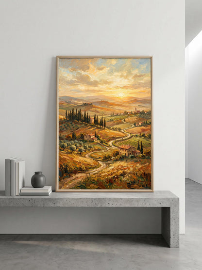 Tuscan Italian Countryside Oil Paint Style Wall Art Canvas