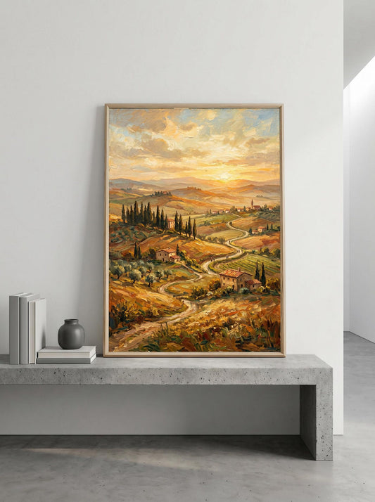 Tuscan Italian Countryside Oil Paint Style Wall Art Canvas