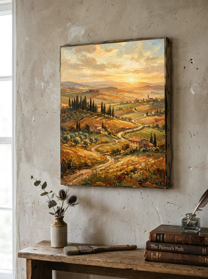 Tuscan Italian Countryside Oil Paint Style Wall Art Canvas