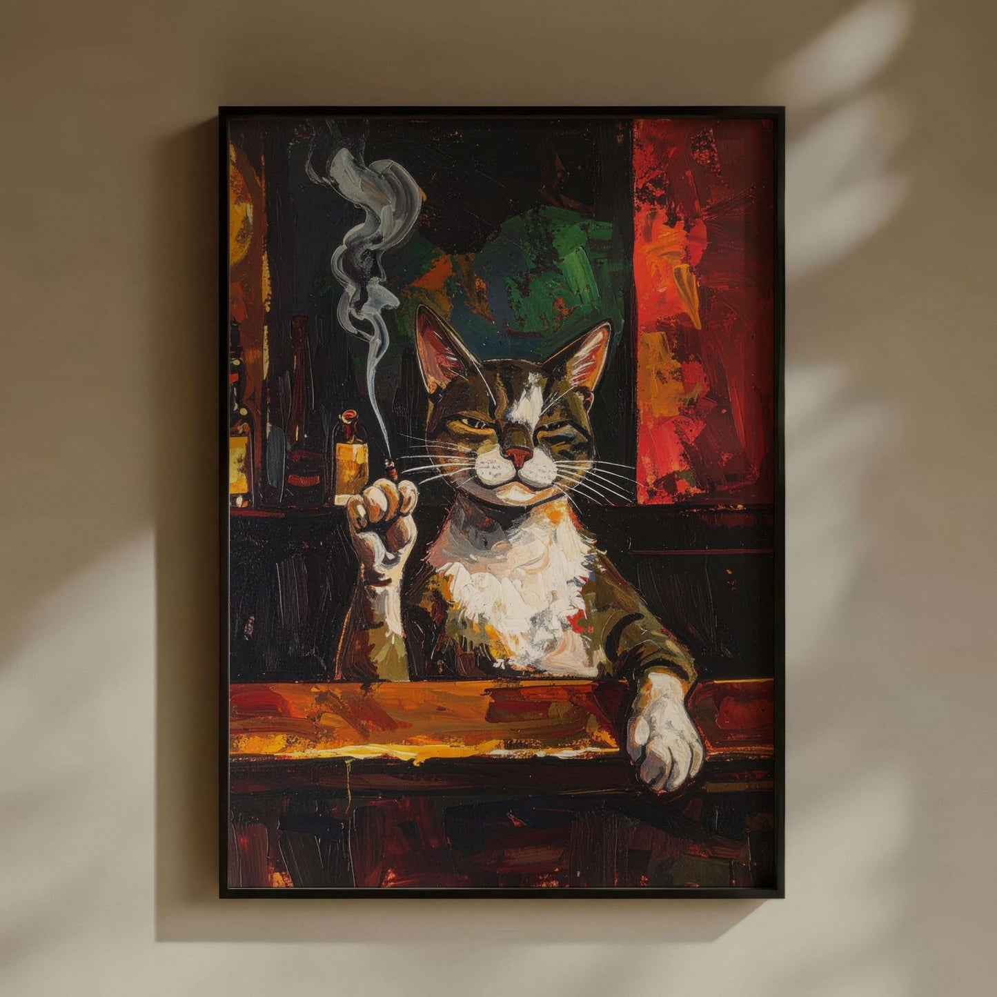 Tuxedo Smoking Cat Vintage Wall Art Canvas