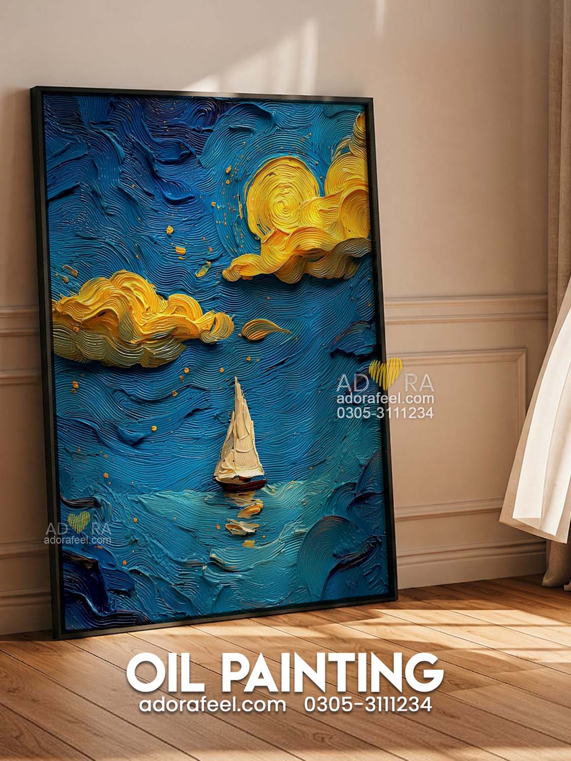 Van Gogh Style Starry Night Sailboat Oil Paint Style Wall Art Canvas