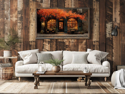 Vintage Cosy Book Café Wall Art Canvas
