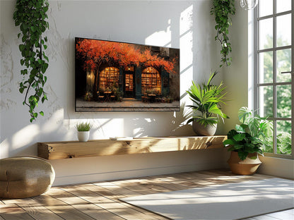 Vintage Cosy Book Café Wall Art Canvas