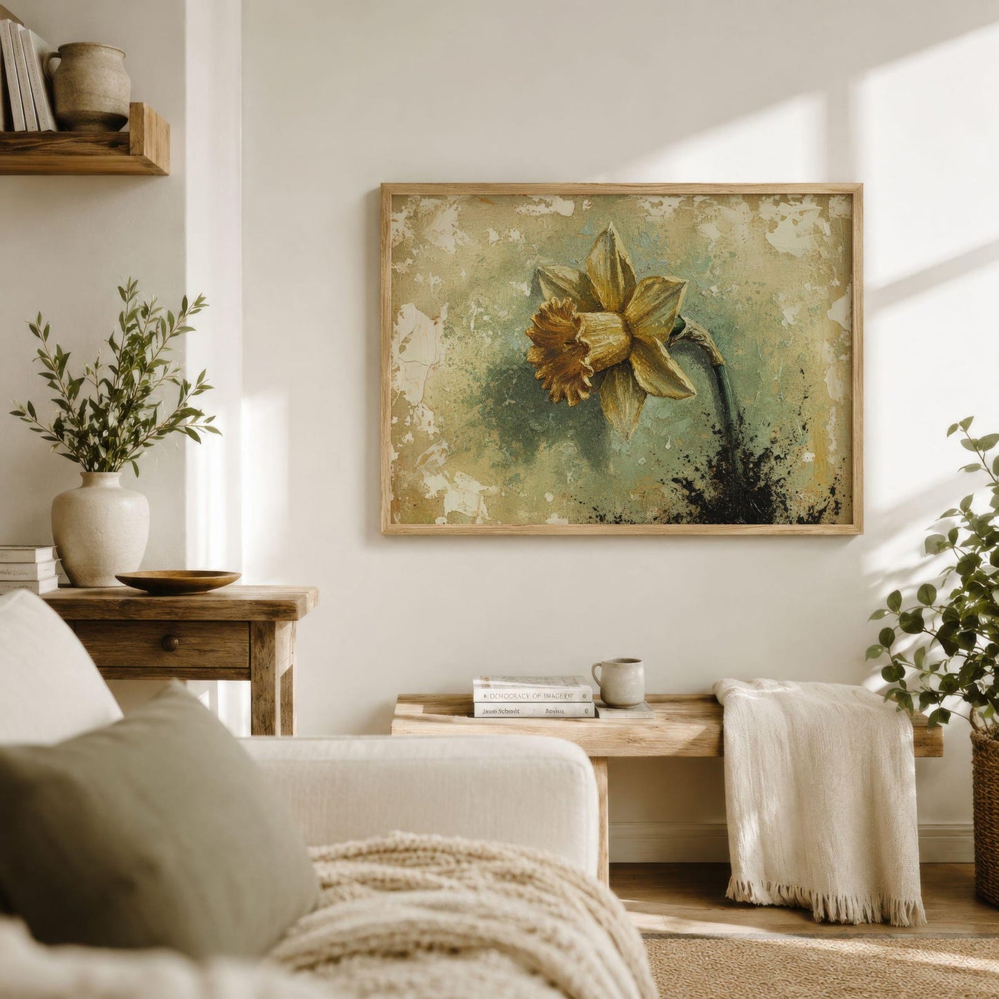 Vintage Daffodil Wall Art Canvas