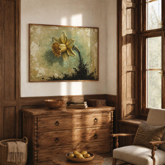 Vintage Daffodil Wall Art Canvas