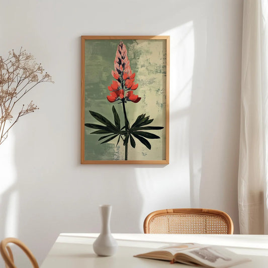 Vintage Lupine Botanical Rustic Cottagecore Wall Art Canvas
