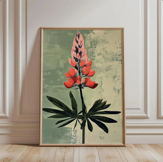 Vintage Lupine Botanical Rustic Cottagecore Wall Art Canvas