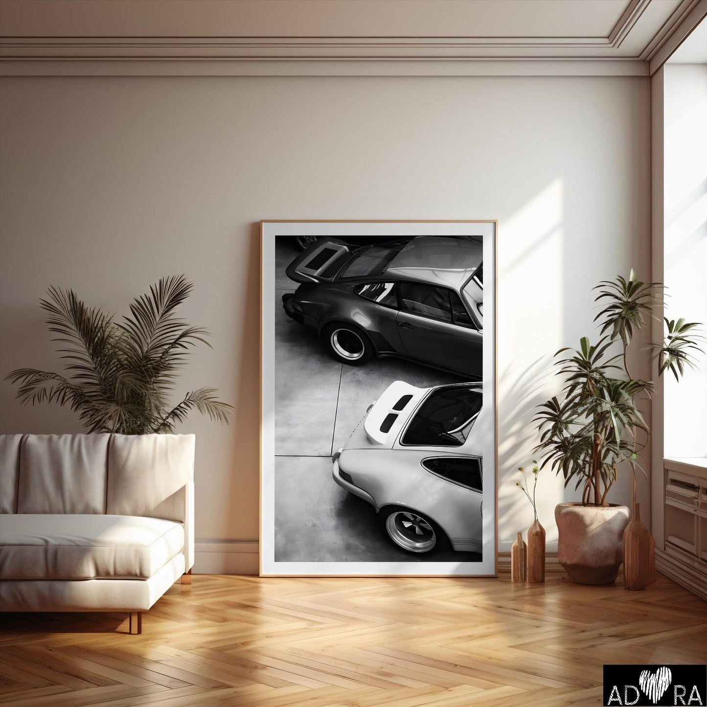 Vintage Porsche 911 Black and White Art Canvas