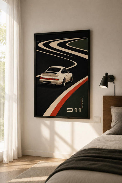 Vintage Porsche 911 Retro Wall Art Canvas