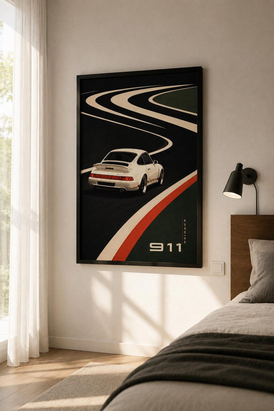 Vintage Porsche 911 Retro Wall Art Canvas