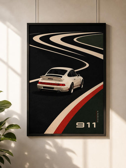 Vintage Porsche 911 Retro Wall Art Canvas