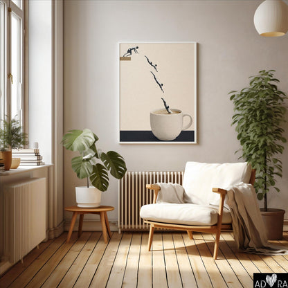 Vintage Style Surreal Coffee Wall Art Canvas
