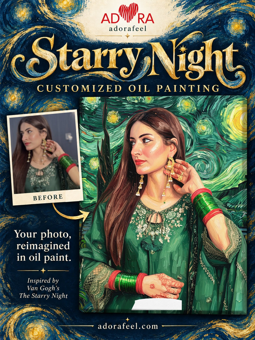 Gift For Her Customize Starry Night Oil Painting